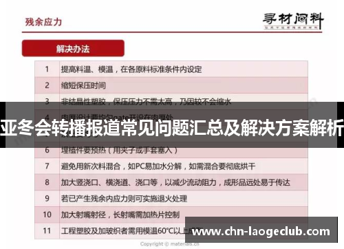 亚冬会转播报道常见问题汇总及解决方案解析